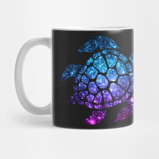 Bright Purple Teal Ombre Faux Glitter Turtle Mug